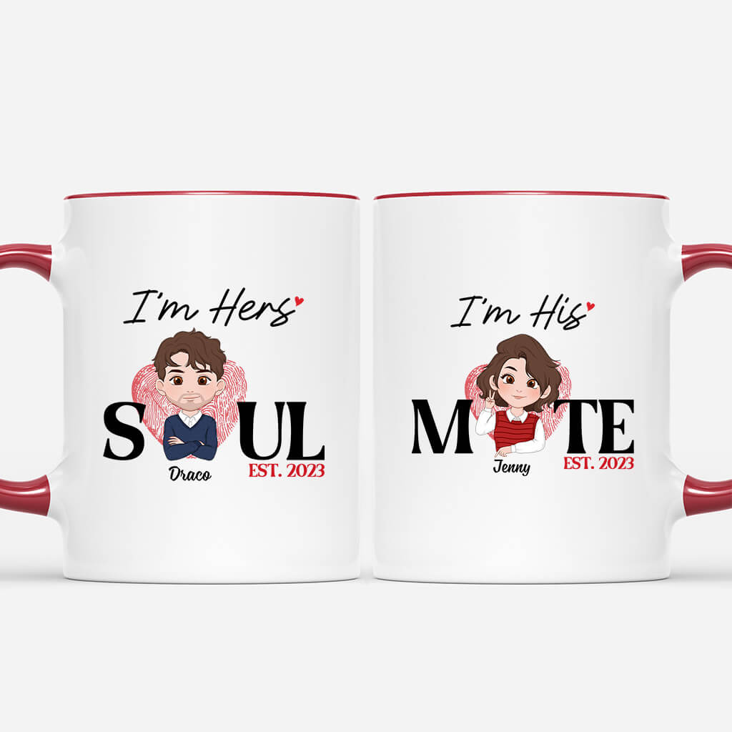Personalized Soul Mate I'm Hers I'm His Couple Mug