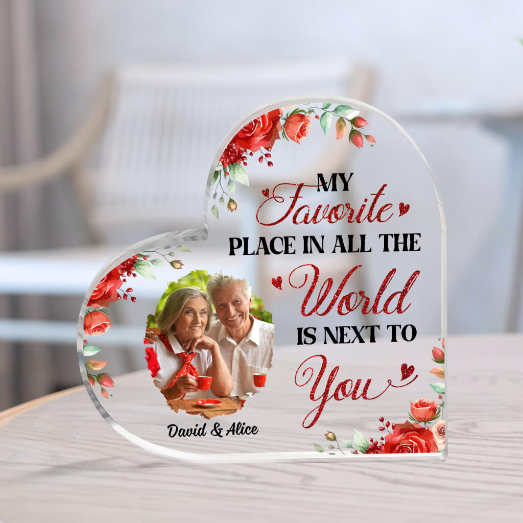 Personalized My Favorite Place In All The World Is Next To You Acrylic Plaque