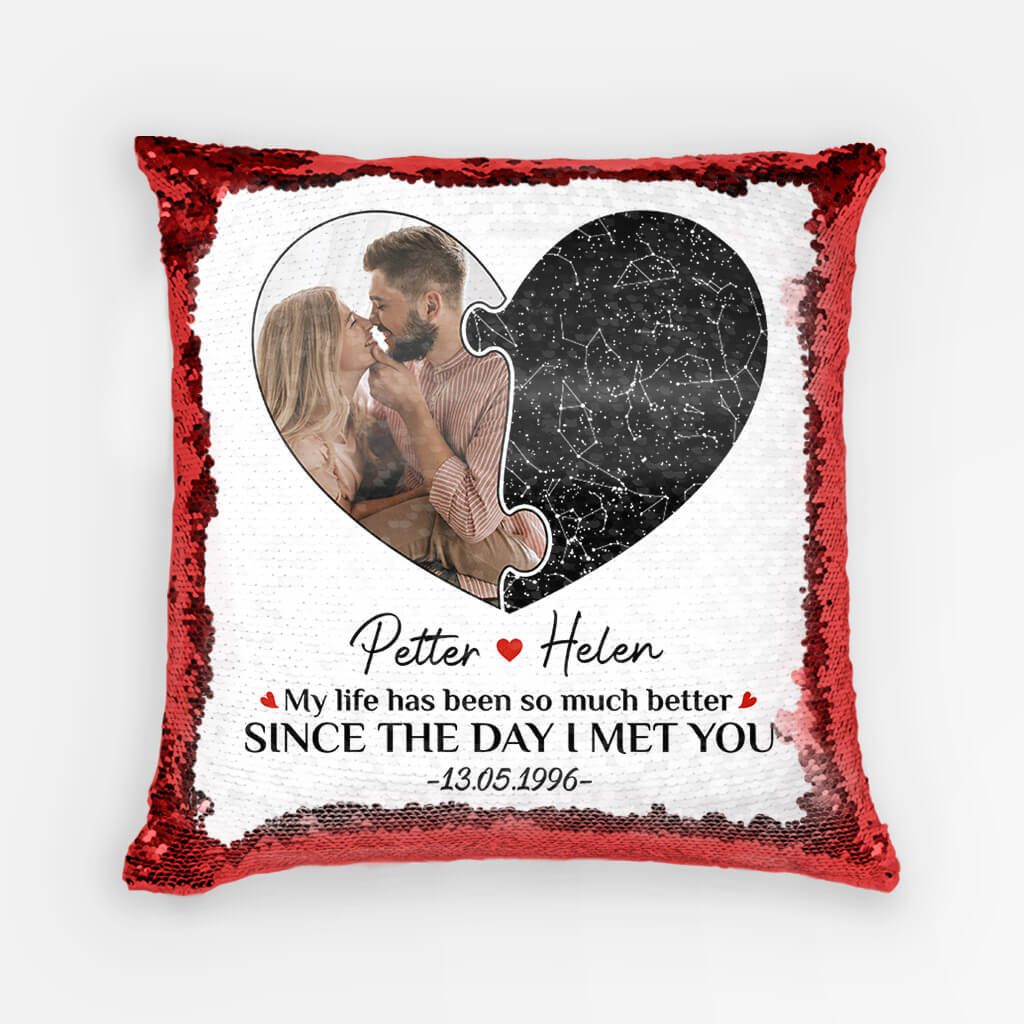 Personalized Since The Day I Met You Sequin Pillow