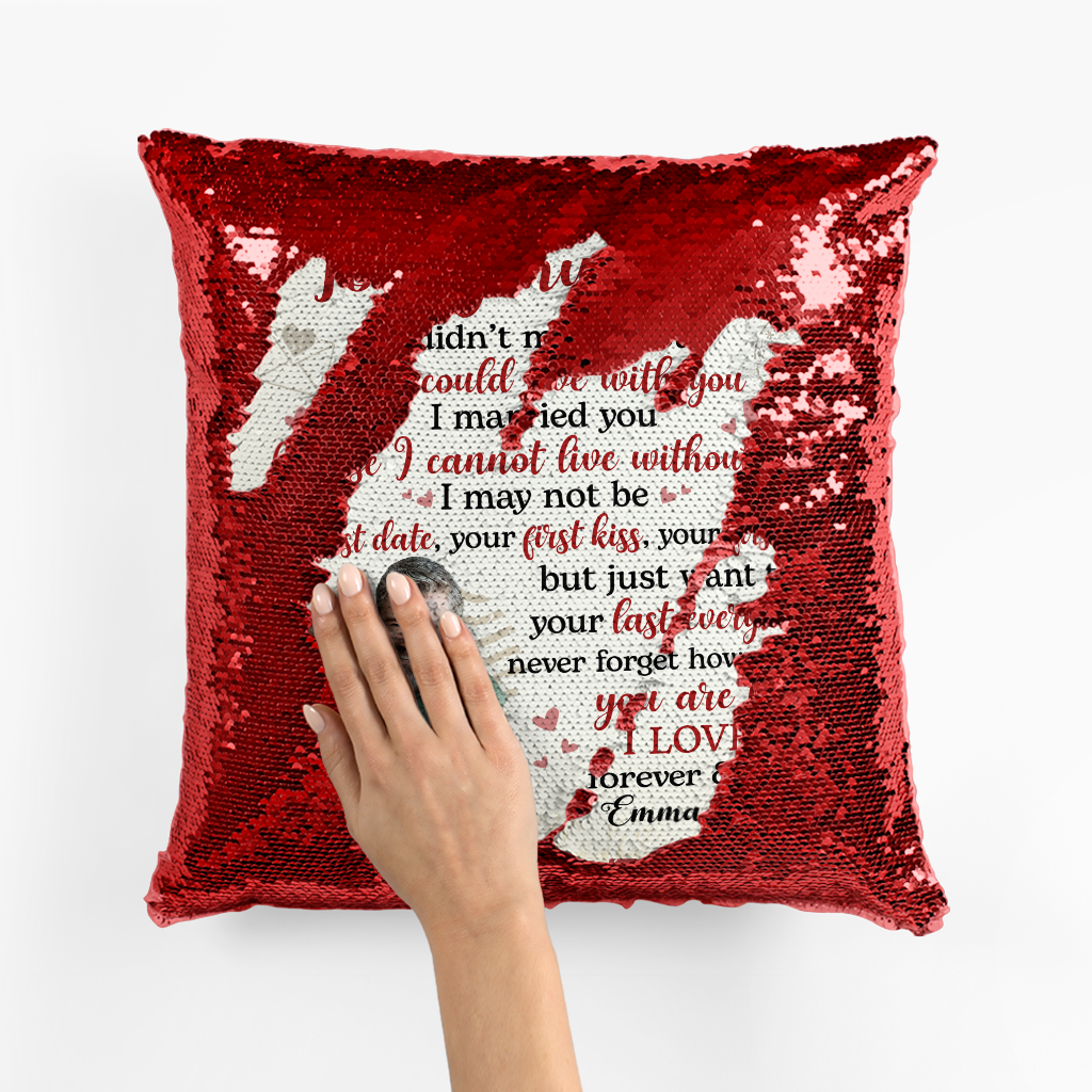 Personalized Love Is Growing Old Sequin Pillow