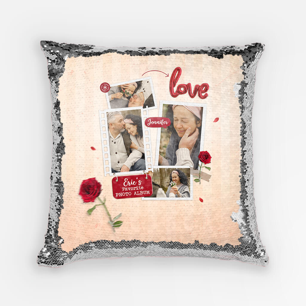 Personalized Favourite Photo Album Sequin Pillow