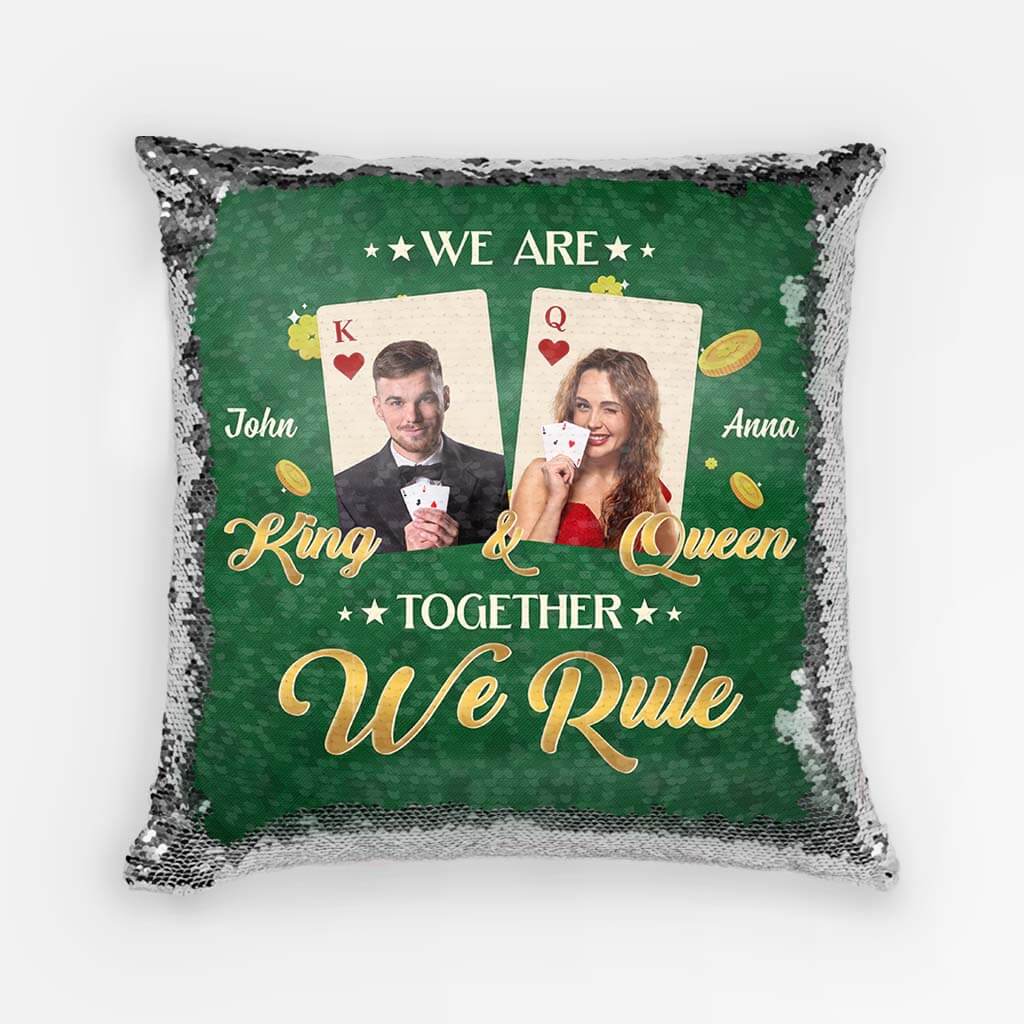 Personalized We Are King And Queen Sequin Pillow