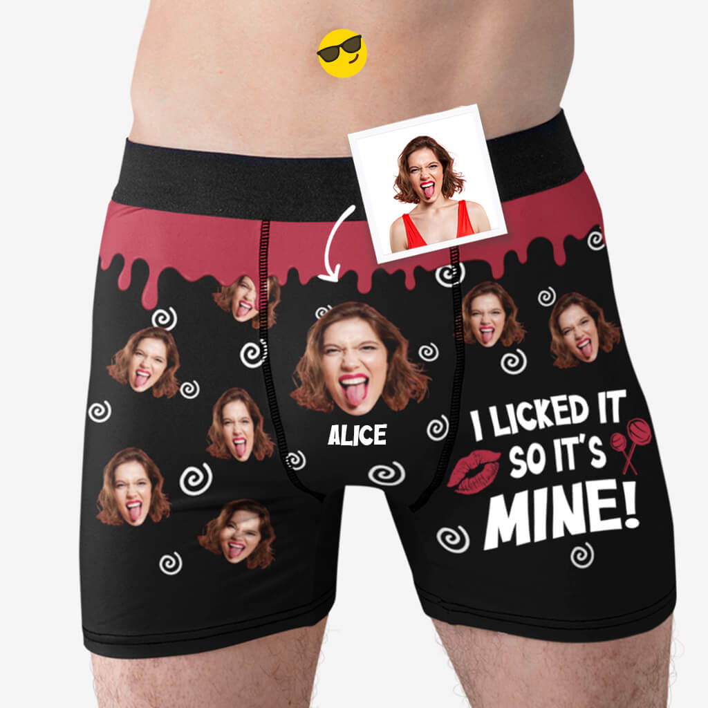 Funny Personalized Gifts - I Licked It So It's Mine Boxers