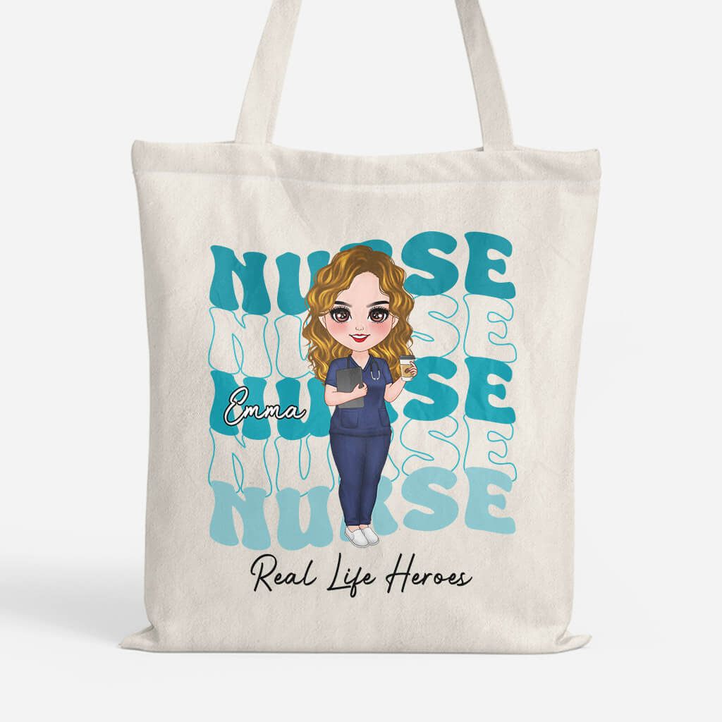 Personalized Nurse Real Life Heroes Tote Bag