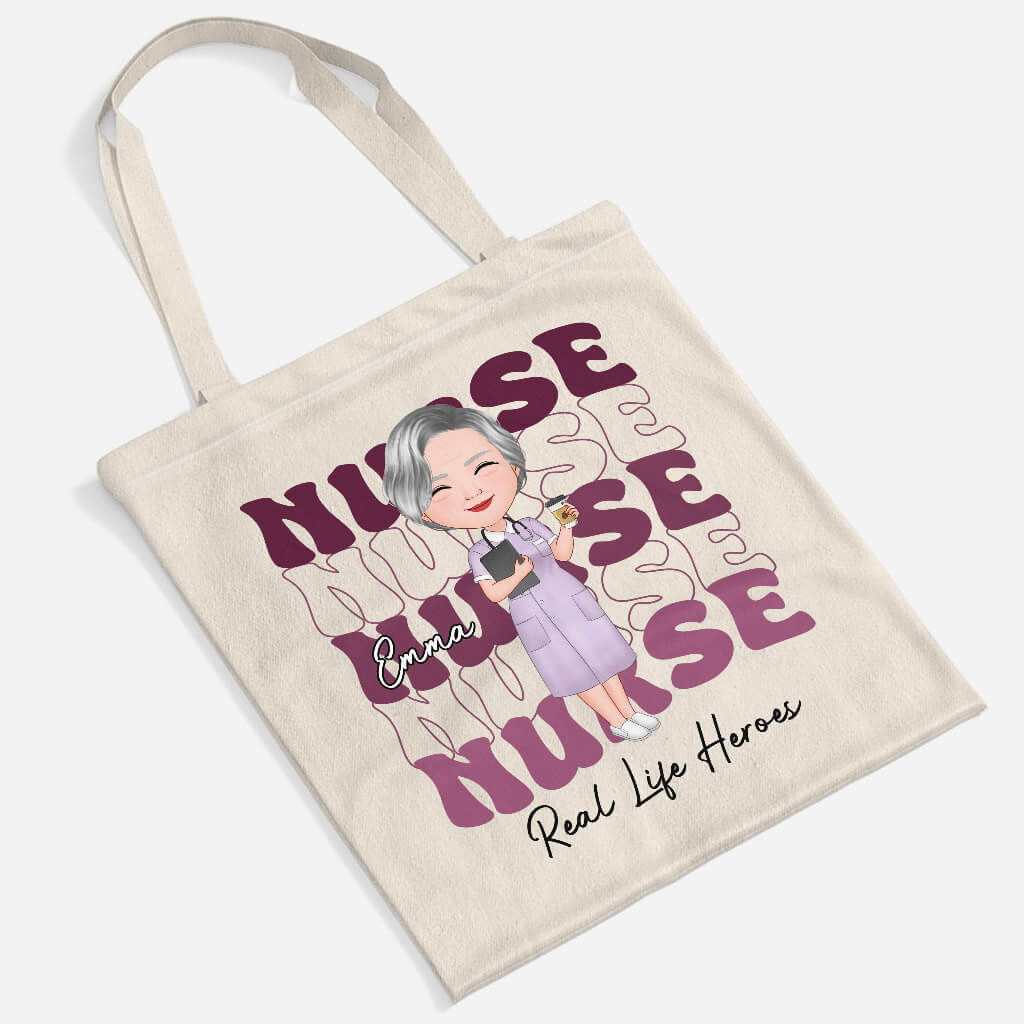 Personalized Nurse Real Life Heroes Tote Bag