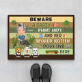 Beware A Crazy Plant Lady & Her Spoiled Rotten Dogs Live Here Doormat - Best Presents For Dog Owners
