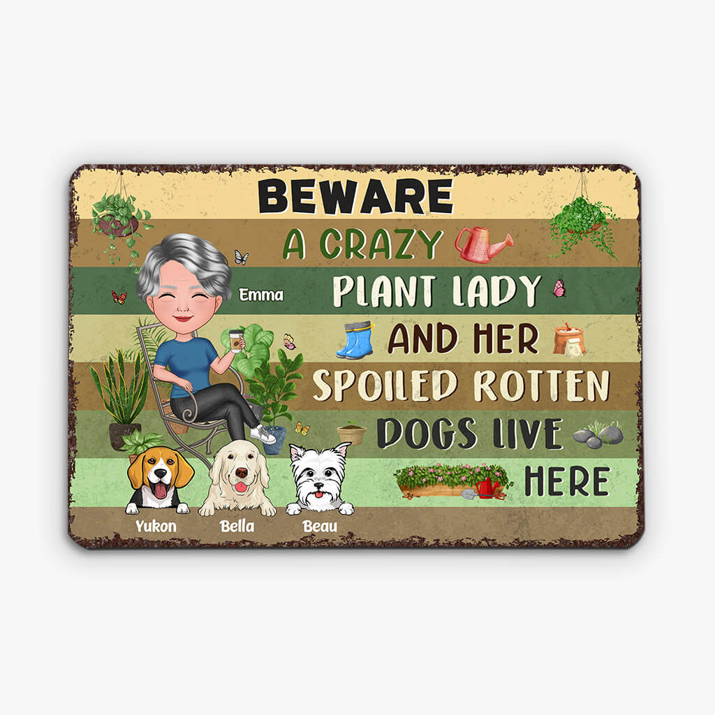 Personalized Crazy Plant Lady Metal Sign - Gifts for Dog Lovers