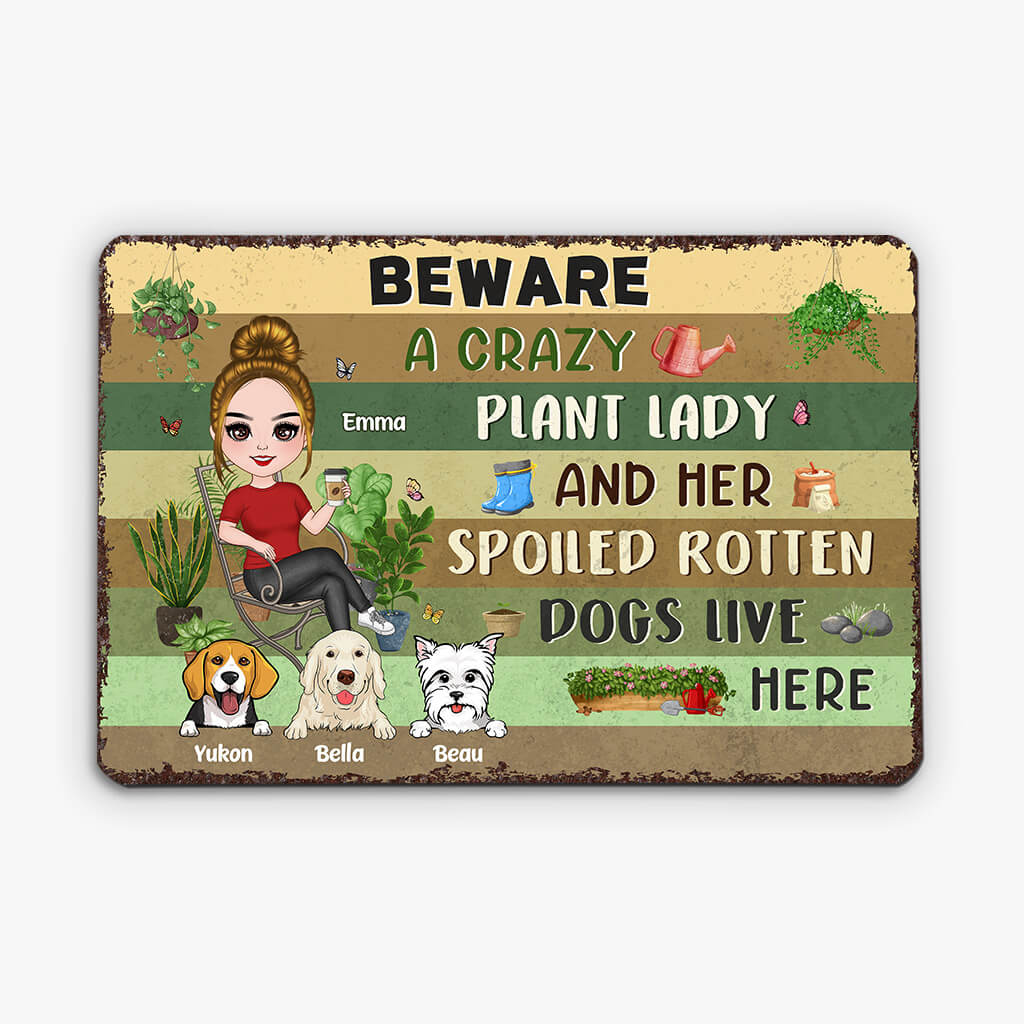 Personalized Crazy Plant Lady Metal Sign - Gifts for Dog Lovers