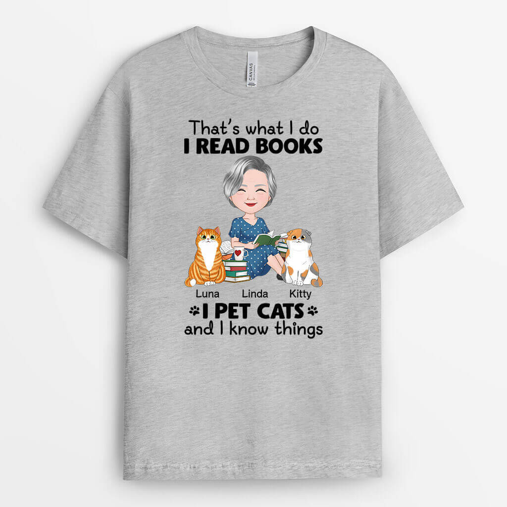 Personalized I Read Books I Pet Cat T-shirt