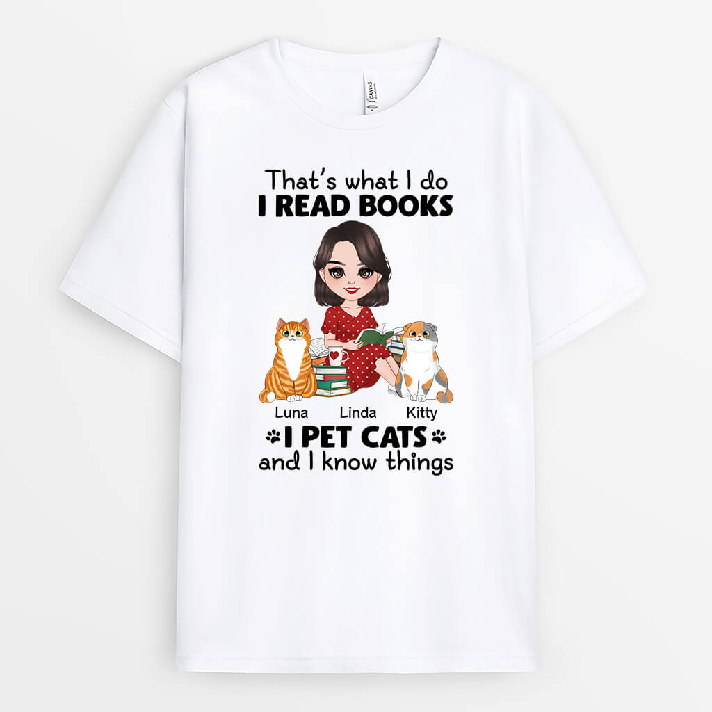 Personalized I Read Books I Pet Cat T-shirt