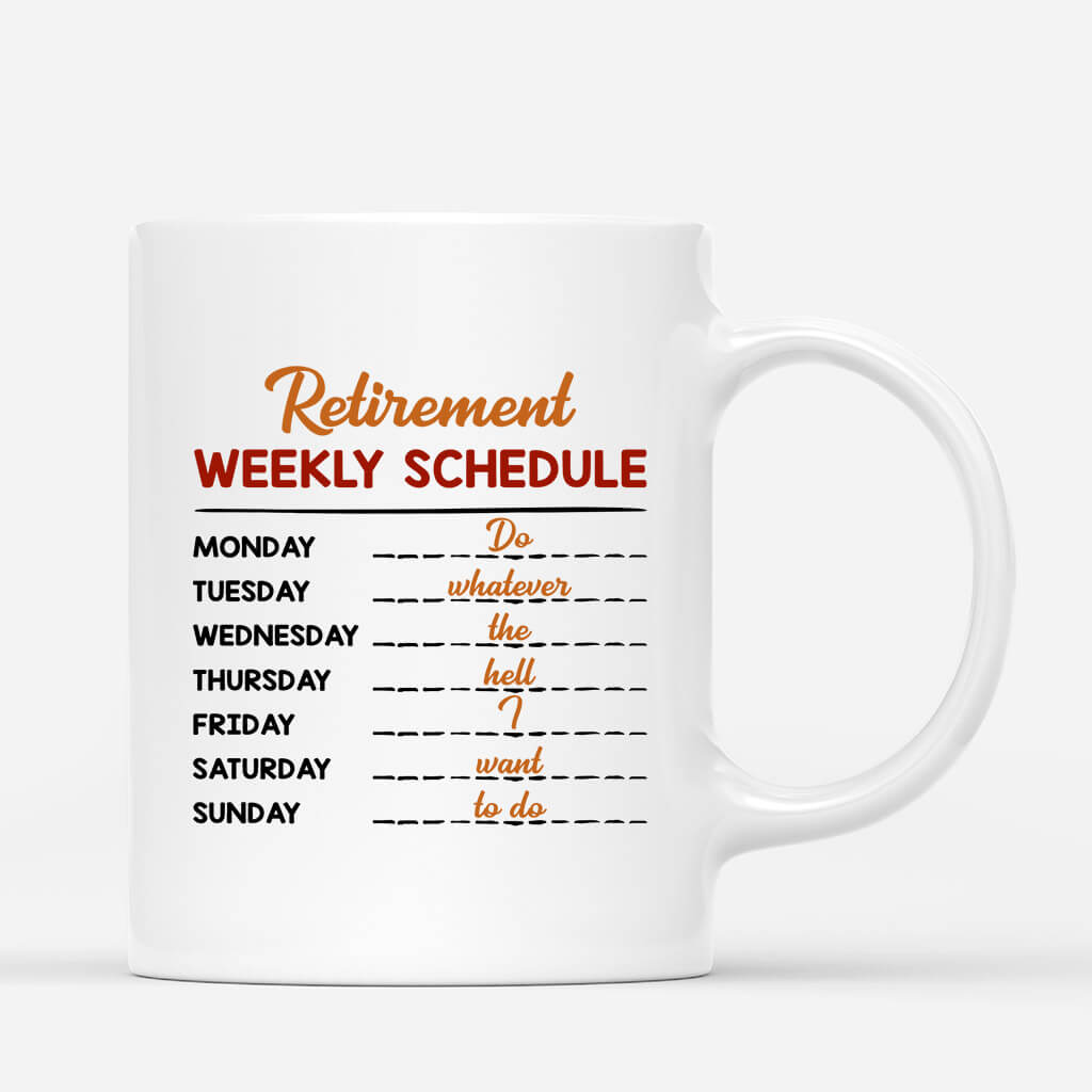 Personalized Retirement Weekly Schedule Mug