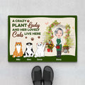 Personalized A Crazy Plant Lady And Her Lovely Cats Live Here Doormat