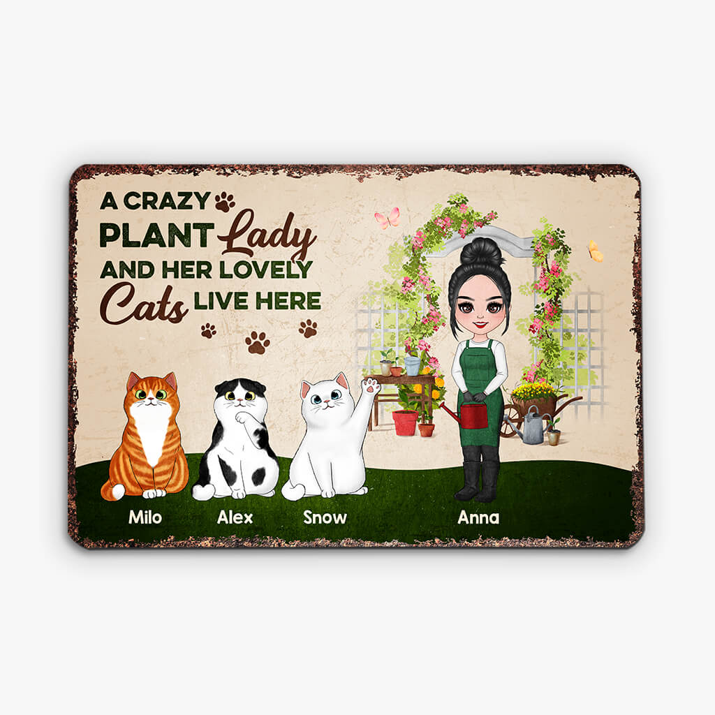 Custom Crazy Plant Lady Metal Sign - Gifts for Cat Owners