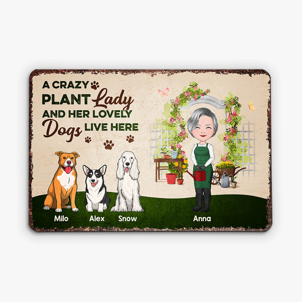 Custom Crazy Plant Lady Sign - Funny Gifts for Dog Owners