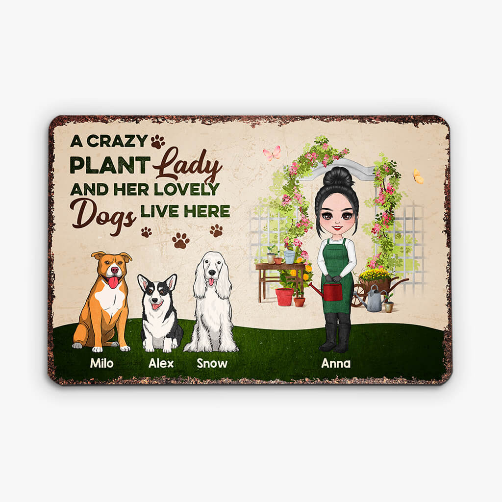 Custom Crazy Plant Lady Sign - Funny Gifts for Dog Owners