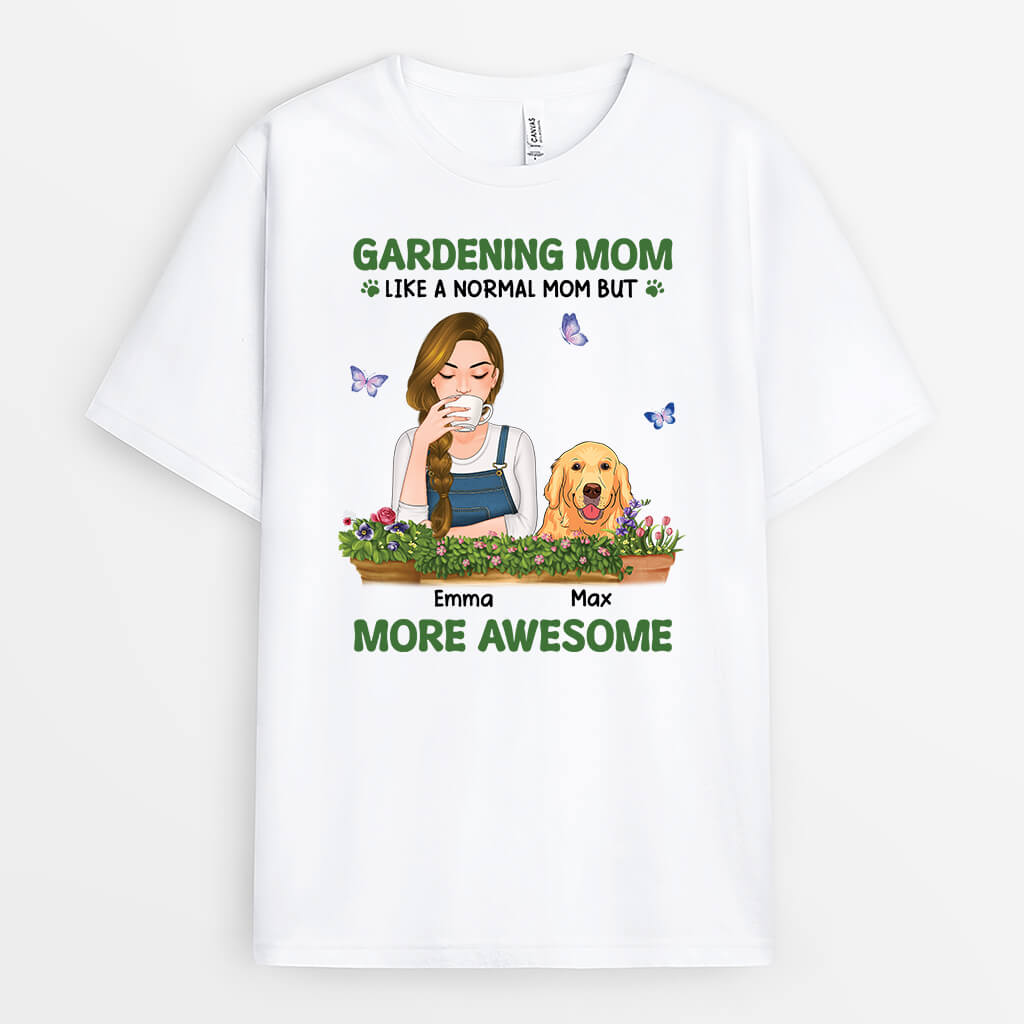 Awesome Gardening Dog Mom Shirt - Personalized Dog Clothes for People