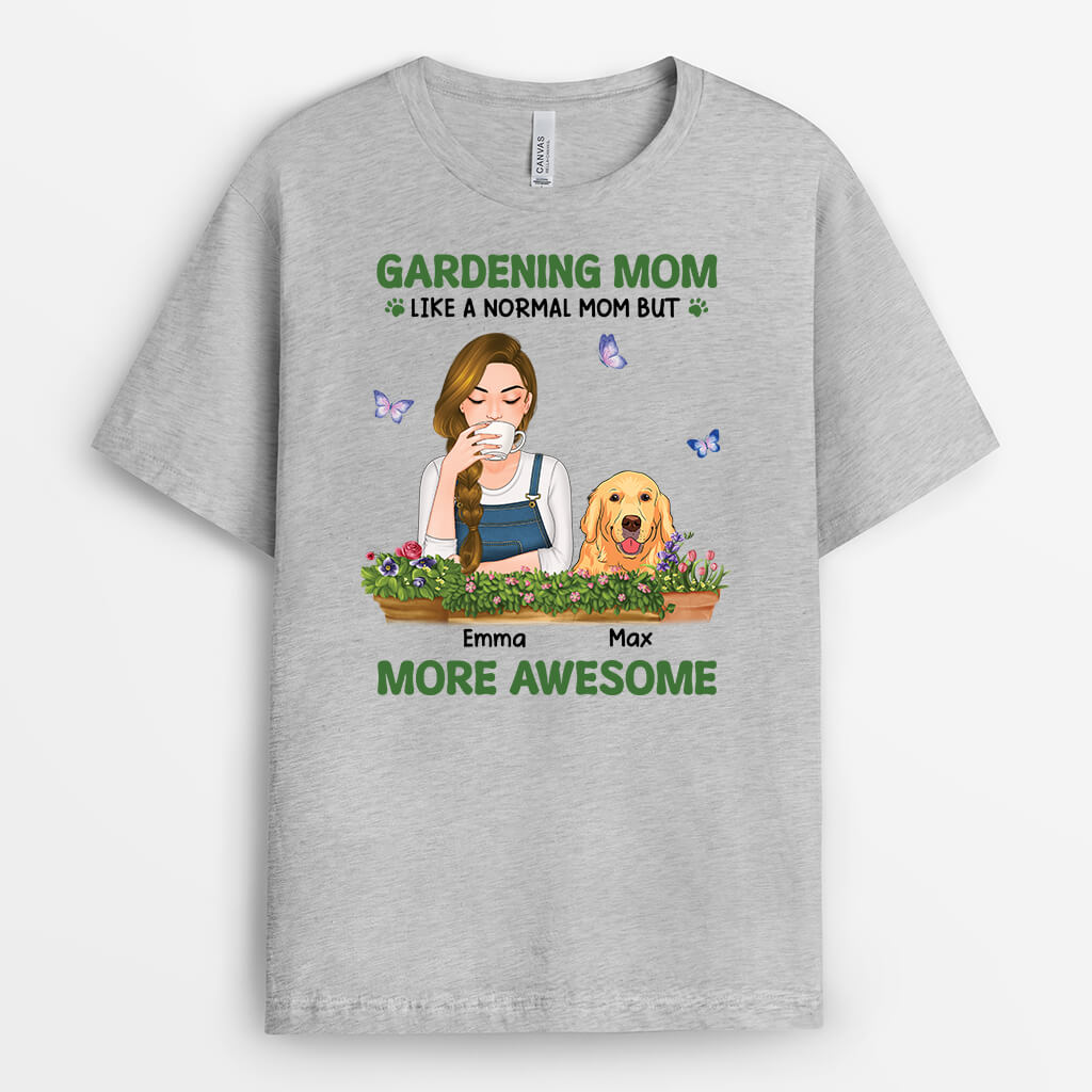 Awesome Gardening Dog Mom Shirt - Personalized Dog Clothes for People