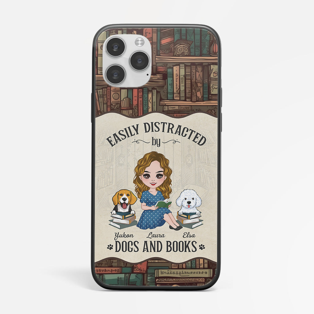 Personalized Easily Distracted By Dogs And Books Phone Case