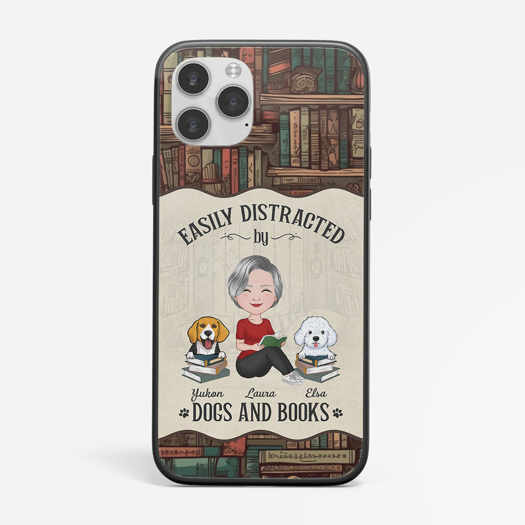 Personalized Easily Distracted By Dogs And Books Phone Case