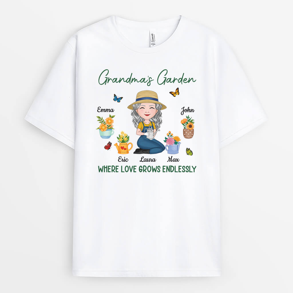 Personalized Grandma's Garden Love Grows Endlessly T-shirt