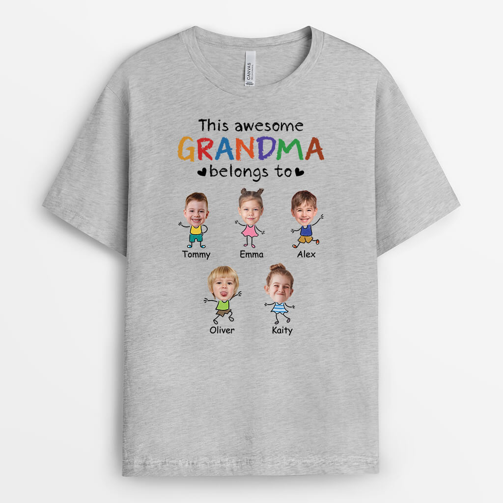 This Grandma Belongs To Shirt with Faces - Custom Grandma Gifts