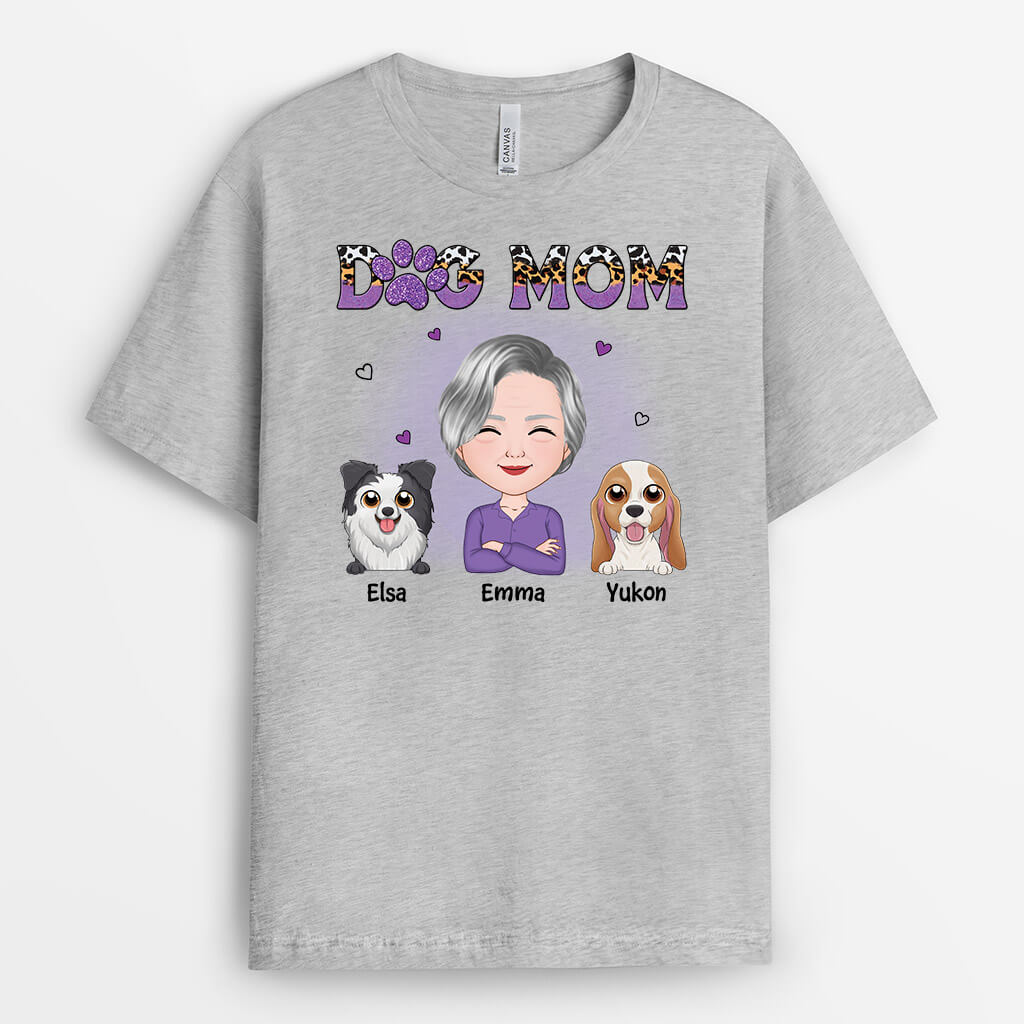 Watercolor Dog Mom T-shirt - Personalized Dog Apparel for Humans