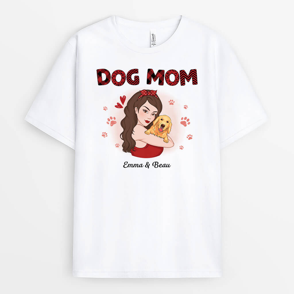 Dog Mom Hugging T-shirt - Personalized Dog Outfits for Humans
