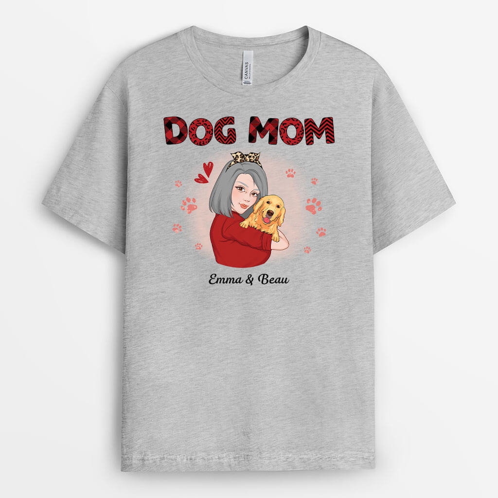 Dog Mom Hugging T-shirt - Personalized Dog Outfits for Humans