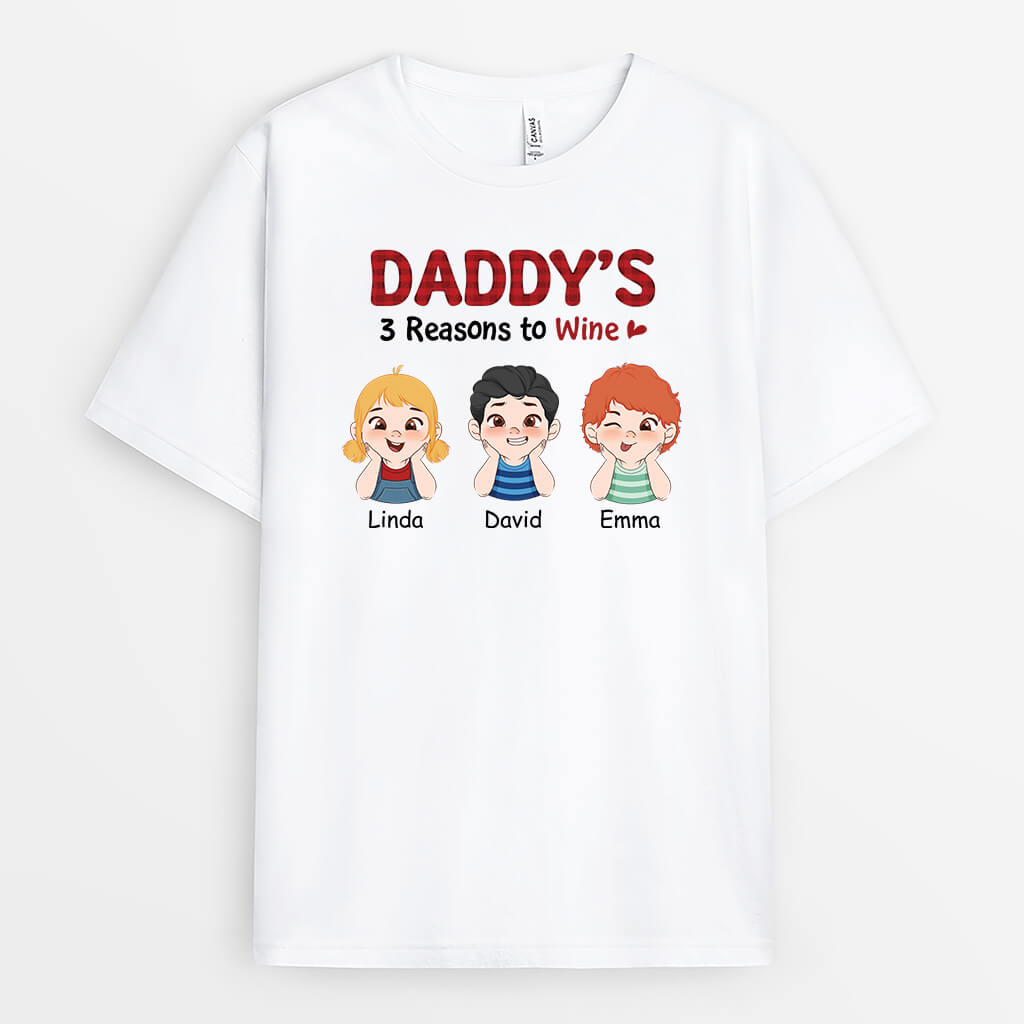 Personalized Daddy's Reasons To Wine T-shirt