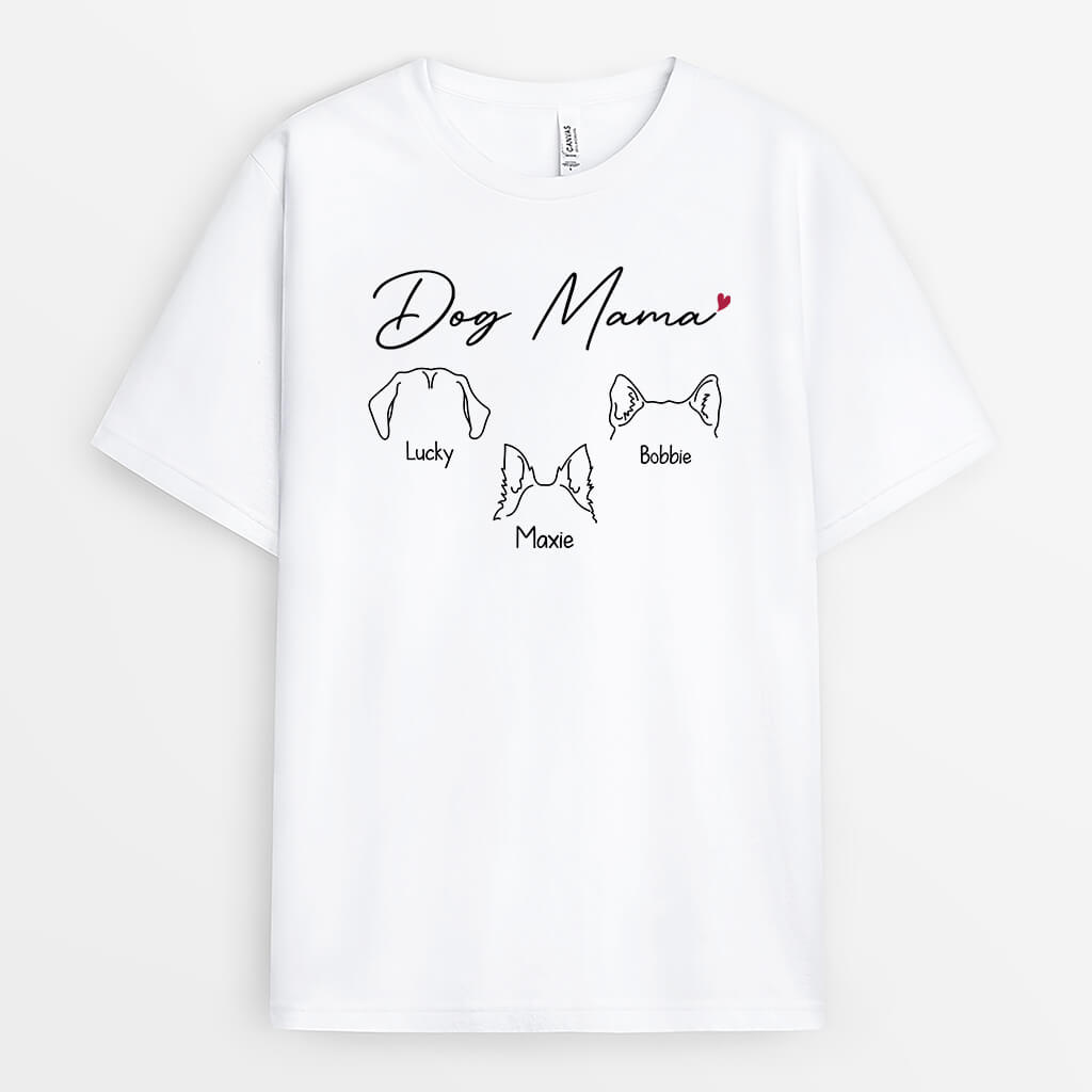 Dog Mom/Dog Dad With Dog Ears - Personalized Dog And Human Shirts