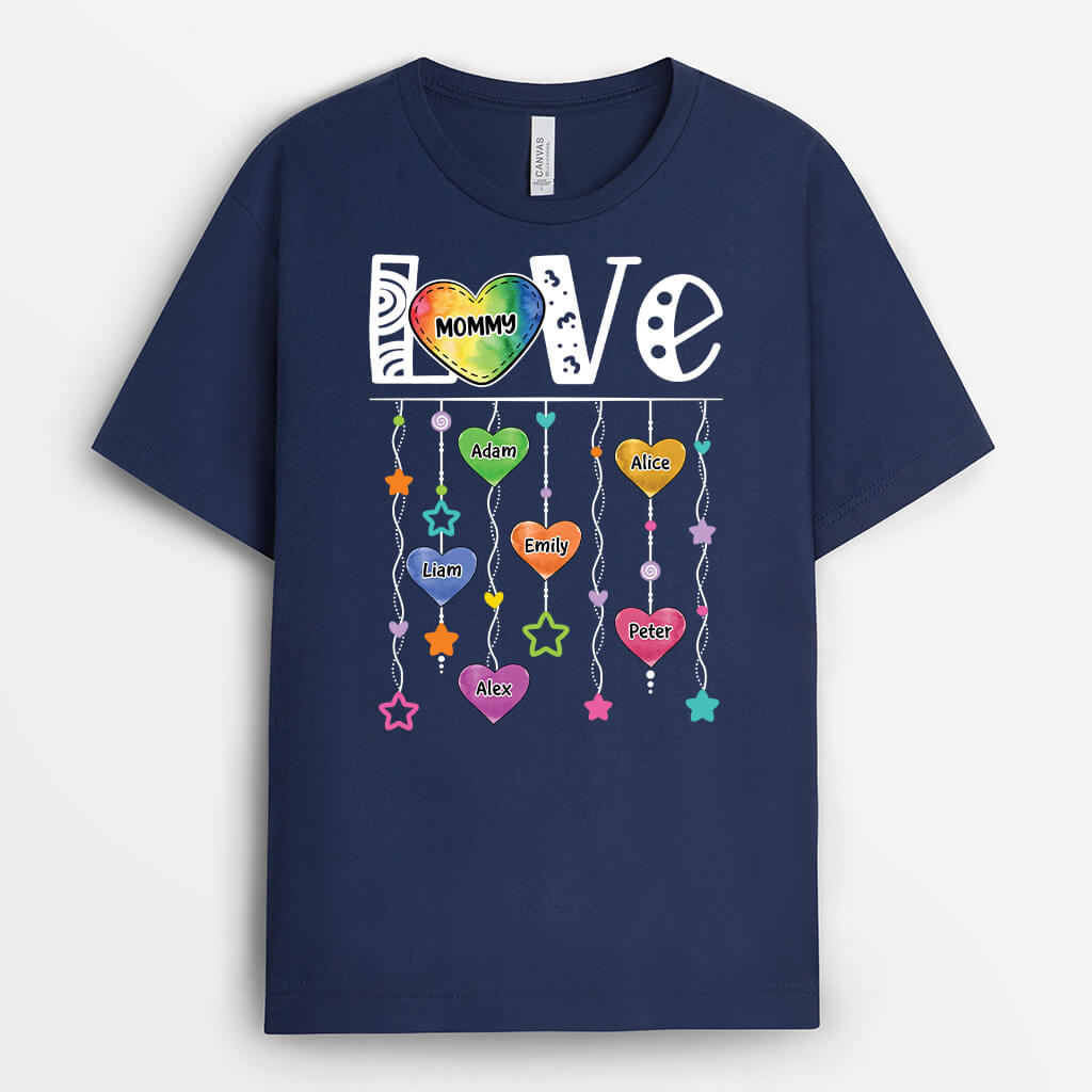 Personalized Love Watercolor With Hearts And Stars T-shirt