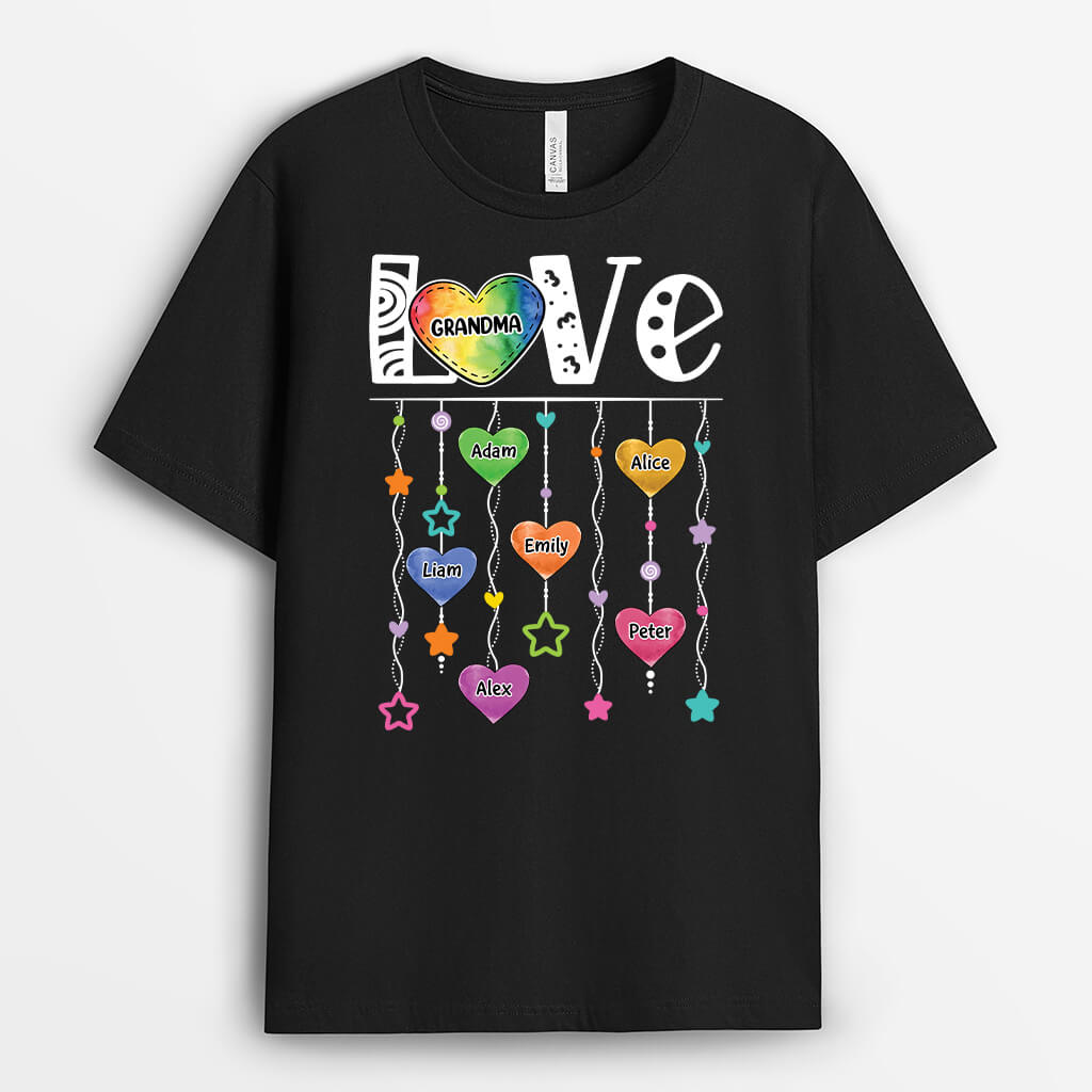 Personalized Love Watercolor With Hearts And Stars T-shirt