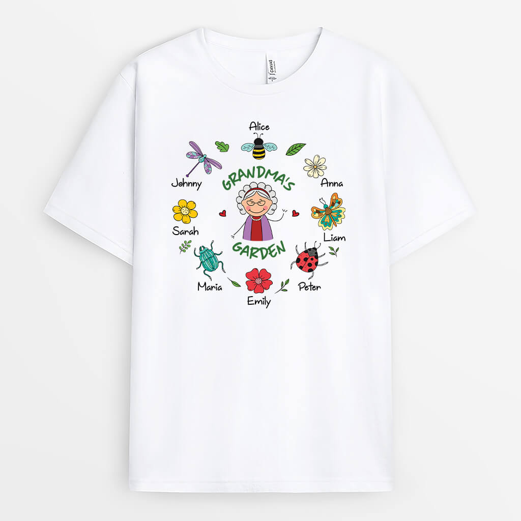 Personalized Grandma/Mommy's Garden Plants And Insect T-shirt