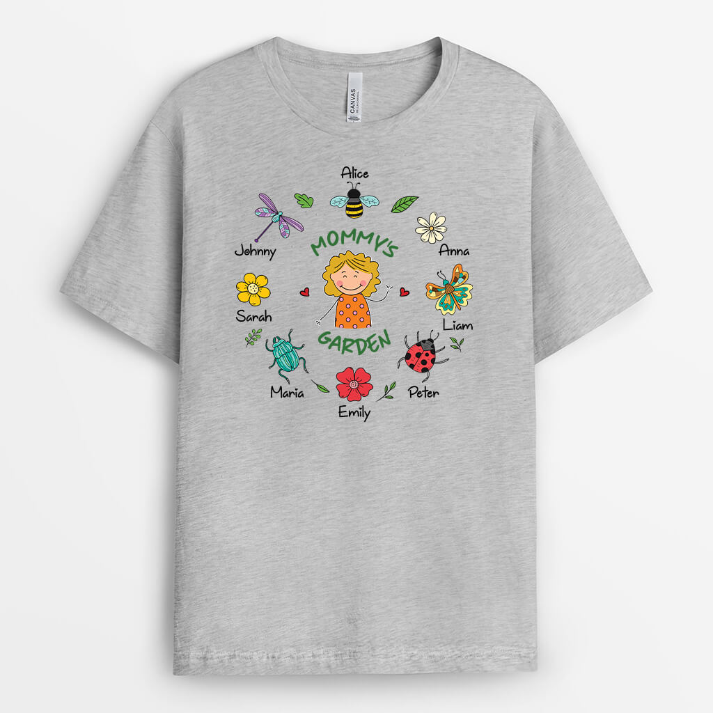 Personalized Grandma/Mommy's Garden Plants And Insect T-shirt