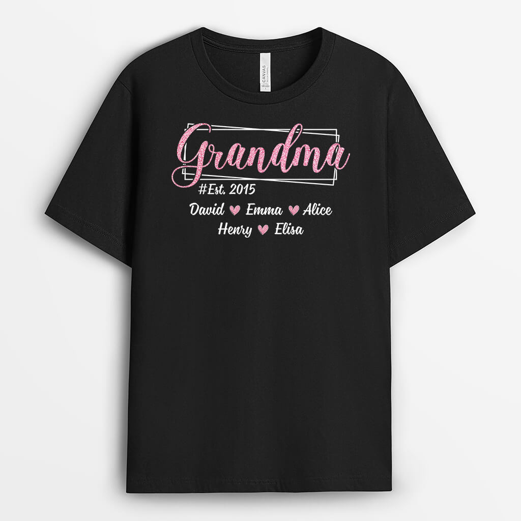 Personalized Grandma With Kids Names T-shirt
