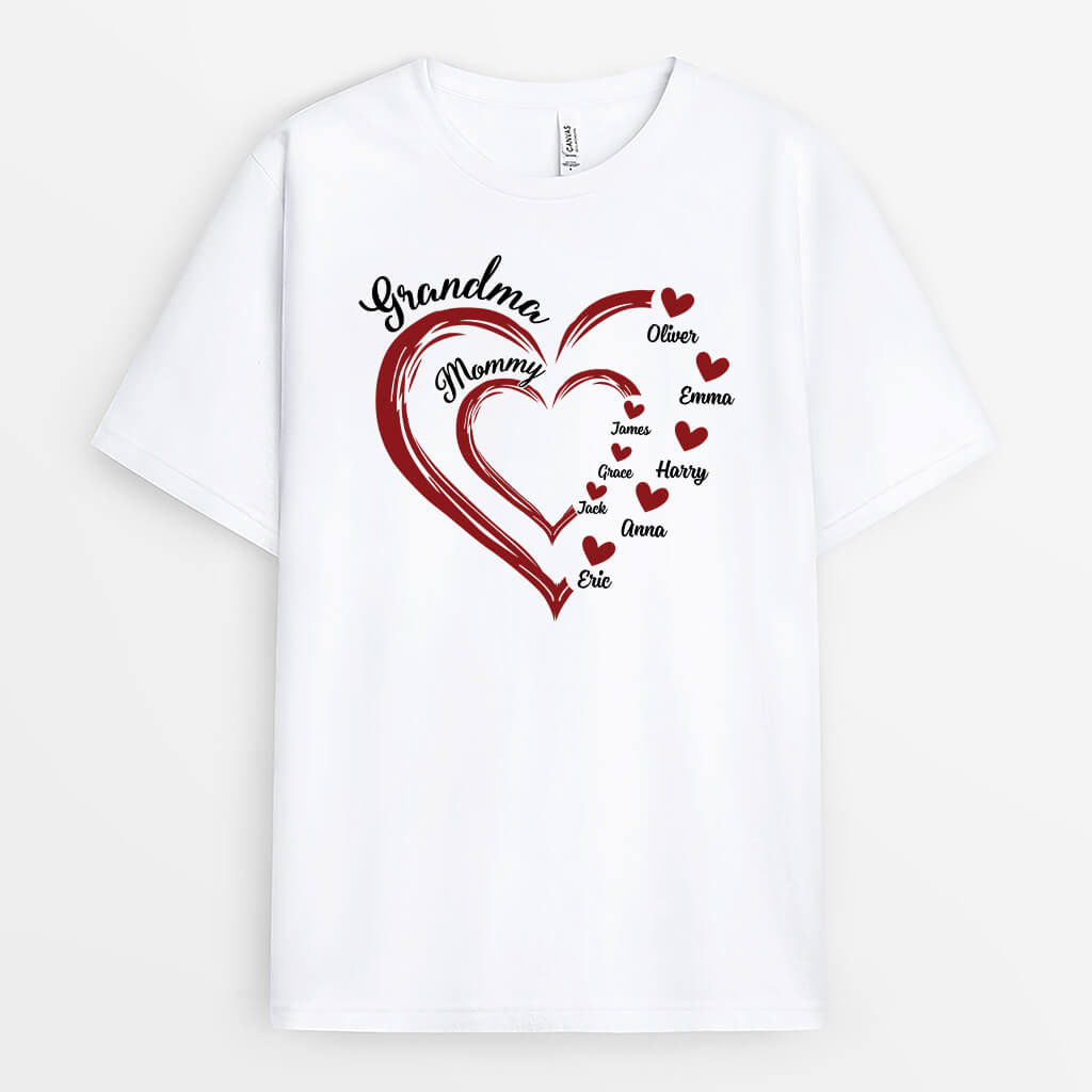 Personalized Grandma Hearts T-shirt