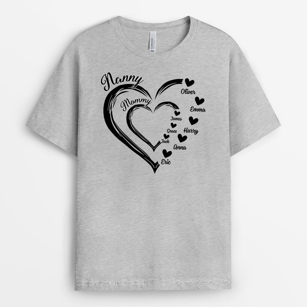 Personalized Grandma Hearts T-shirt