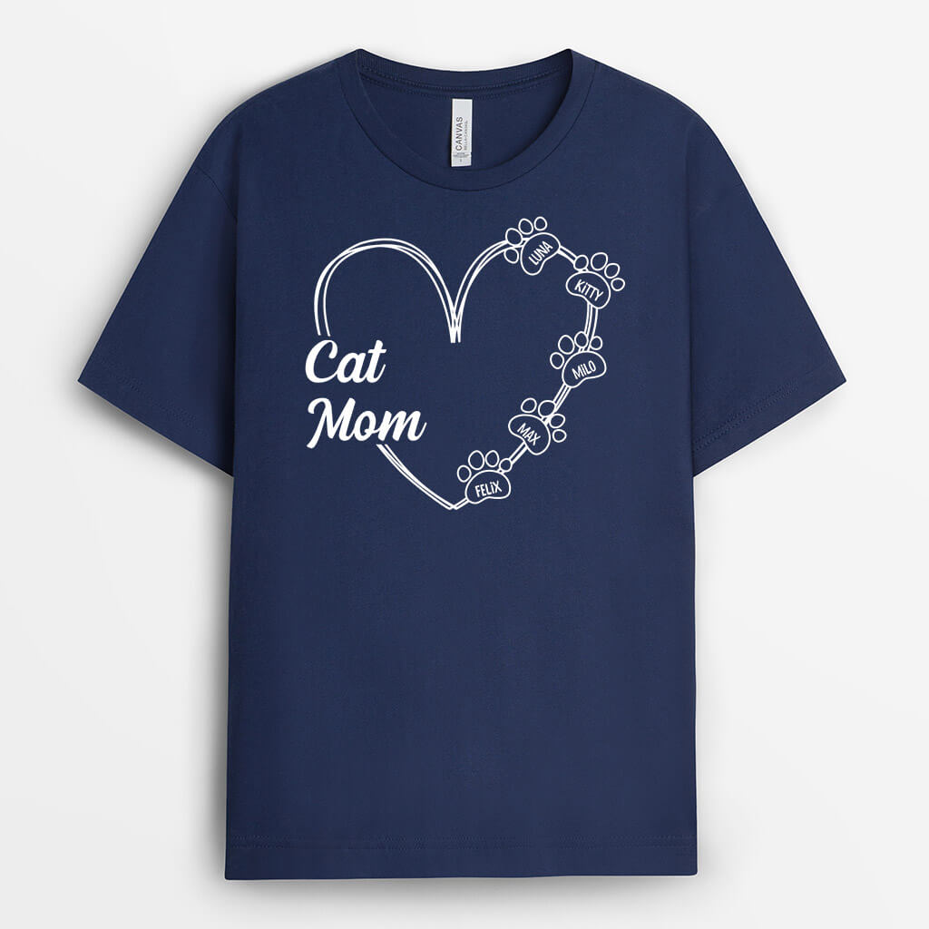 Dog Mom/Cat Mom Heart T-shirt - Personalized Pet Apparel for Humans