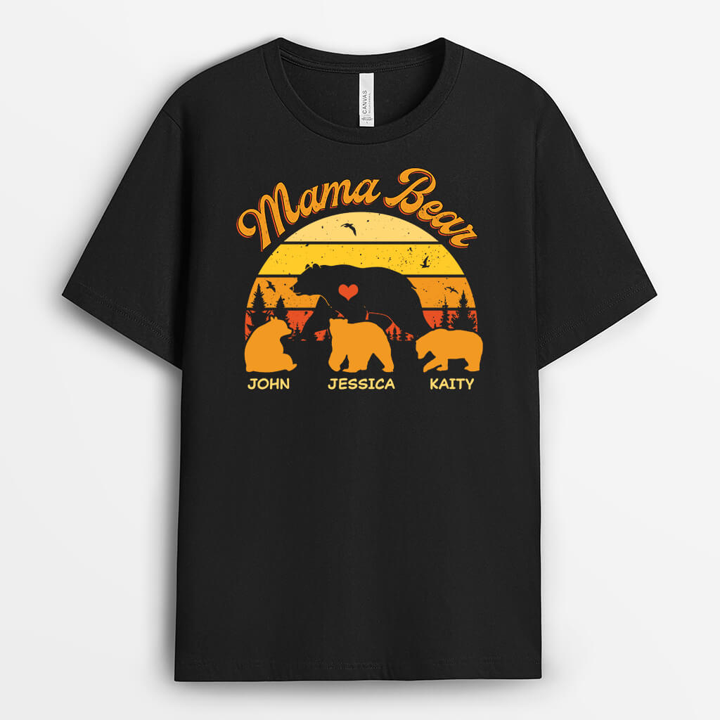 Personalized Mom Shirts with Names - Mama Bear Shirt