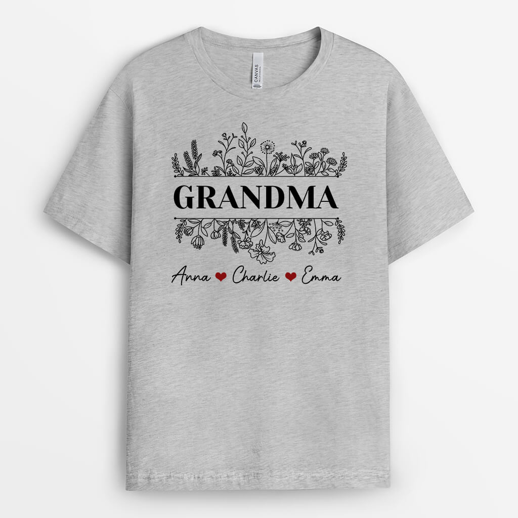 Personalized Grandma's Flowers T-shirt