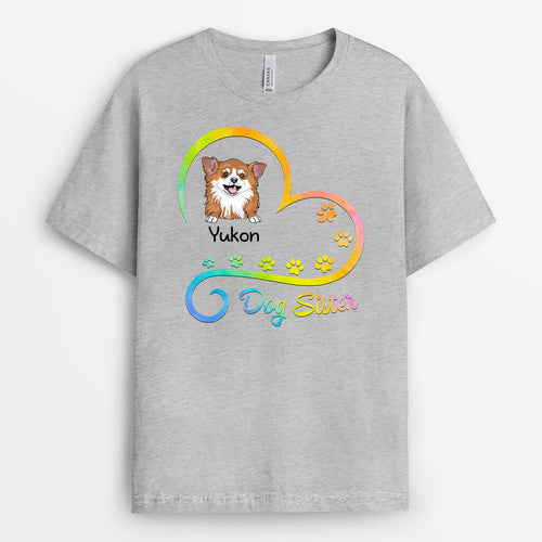 Dog Mom Heart With Paw Prints - Customizable Dog Design T Shirt
