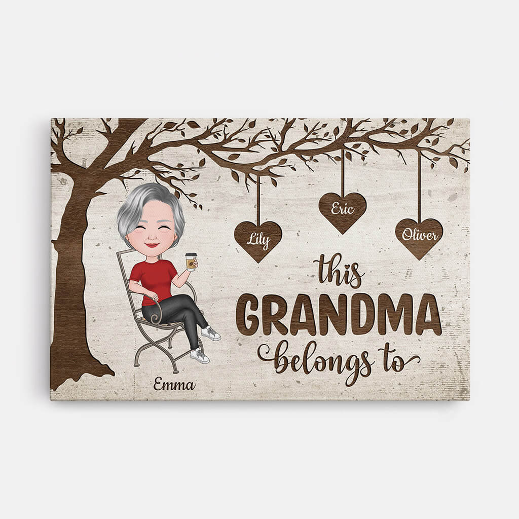 Personalized This Grandma/Mommy Belongs To Canvas