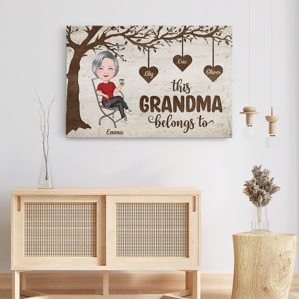 Personalized This Grandma/Mommy Belongs To Canvas
