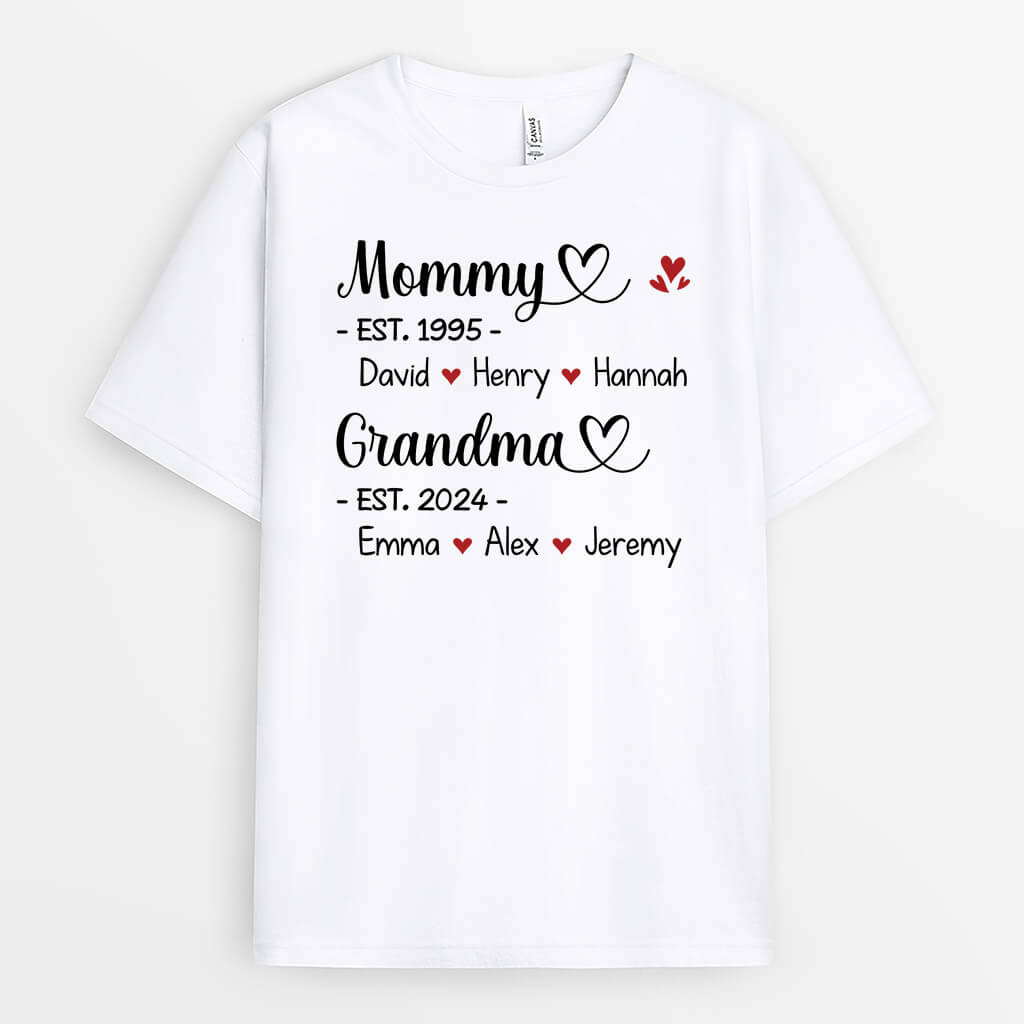 Personalized Mommy Est Grandma Est T-shirt