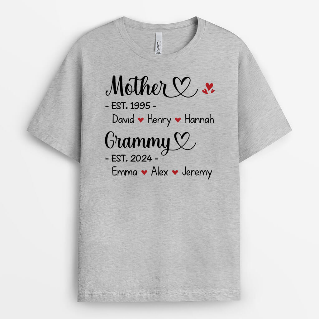Personalized Mommy Est Grandma Est T-shirt