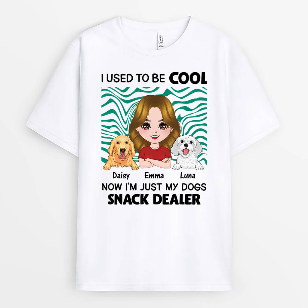 Personalized I Used To Be Cool Now I'm My Dogs' Snack Dealer T-shirt
