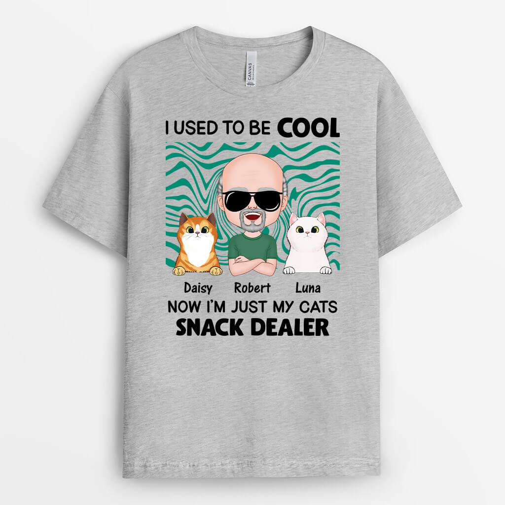 Personalized I Used To Be Cool Now I'm My Cats' Snack Dealer T-shirt