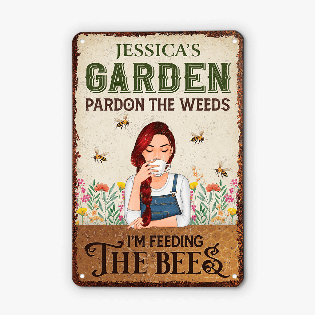 Personalized I'm Feeding The Bees Metal Sign