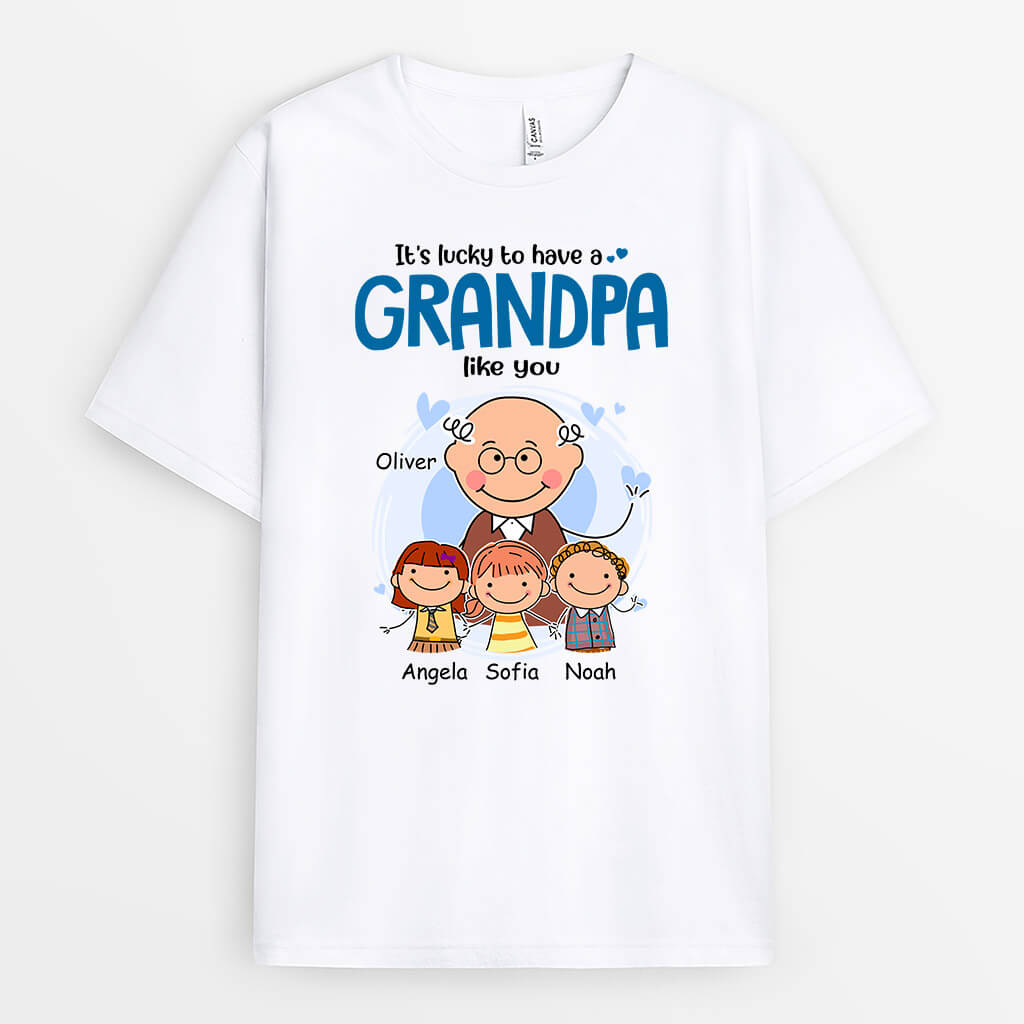 Personalized It's Lucky To Have A Grandpa Like You T-shirt