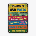 Personalized Welcome To Our Patio Metal Sign - Custom Family Gifts
